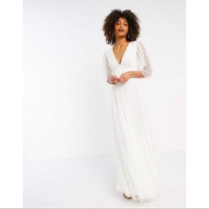 NWT Anaya With Love plunge front tulle maxi dress